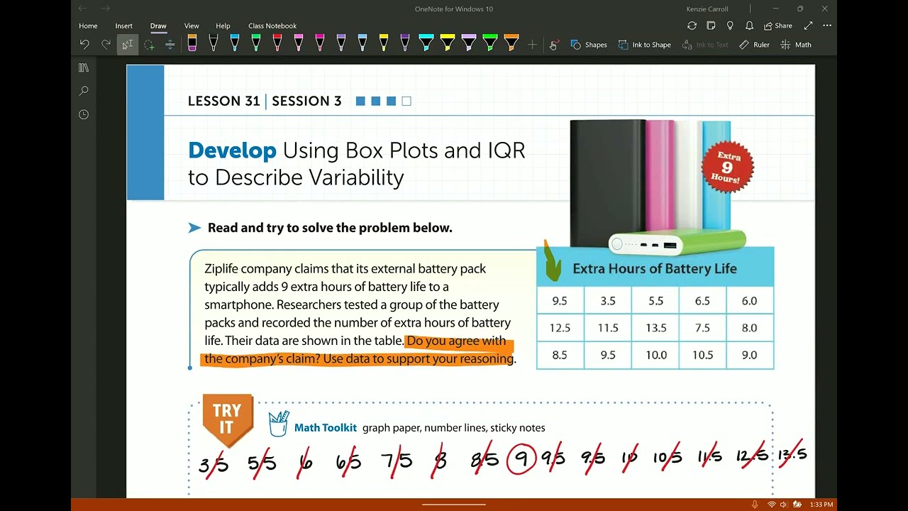 Lesson 31: Session 3 - Develop Using Box Plots and IQR to Describe Variability
