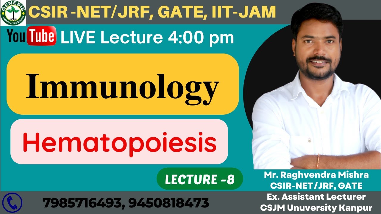 #hematopoiesis #bonemarrow  | L-8 |#immunology | CSIR-NET/JRF | 𝐆𝐞𝐧𝐞𝐬𝐢𝐬 𝐈𝐧𝐬𝐭𝐢𝐭𝐮𝐭𝐞 𝐨𝐟 𝐋𝐢𝐟𝐞 𝐒𝐜𝐢𝐞𝐧𝐜𝐞𝐬