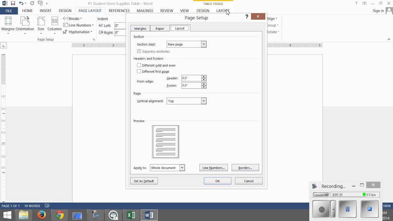 Aligning a table in the center vertically & horizontally