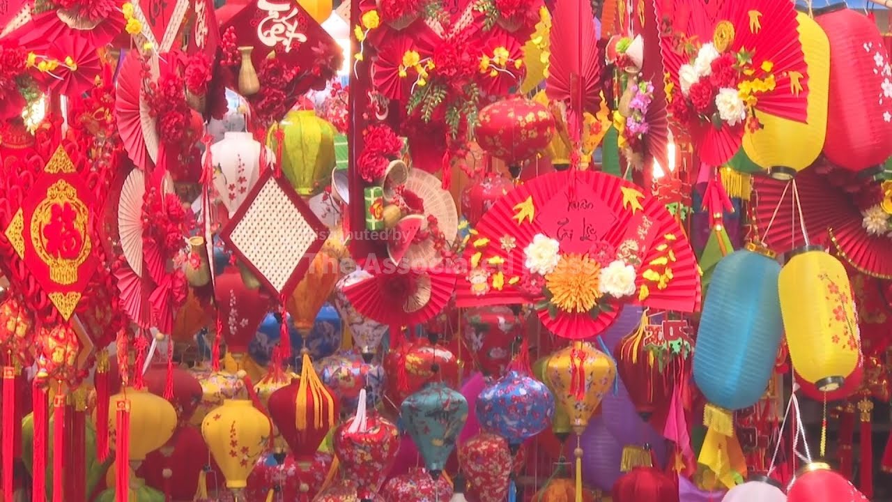People visit traditional Tet market ahead of Lunar New Year in Vietnam
