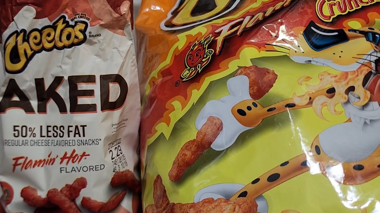 Baked Flamin Flamin' Hot Cheetos Vs Regular Flaming Hot Taste Test Item Review