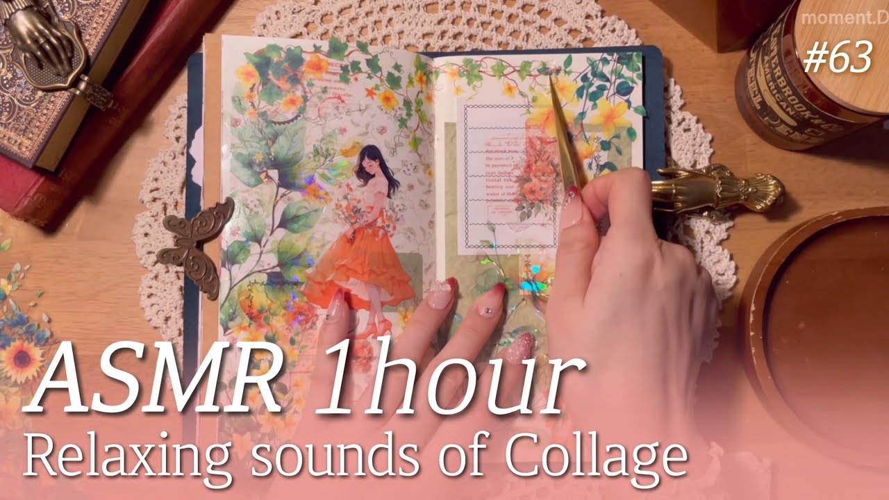 ASMR 1Hour✨꿀잠용 영상 1시간 #63 Art Journaling Compilation✨relaxing sounds of collage #scrapbooking #コラージュ