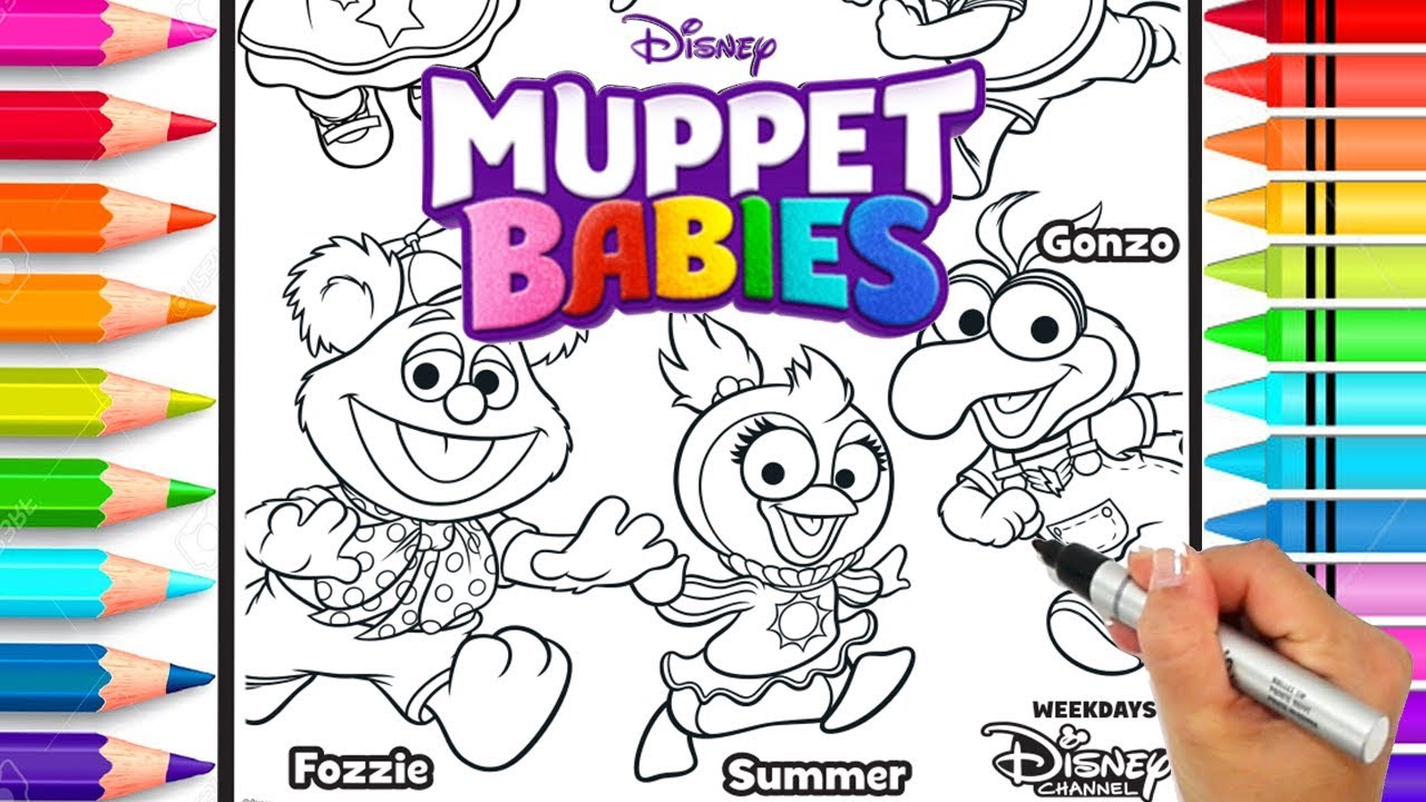 Muppet Babies Coloring Page | Disney Jr. Muppet Babies Coloring Book | Glitter Art | Rainbow Colors