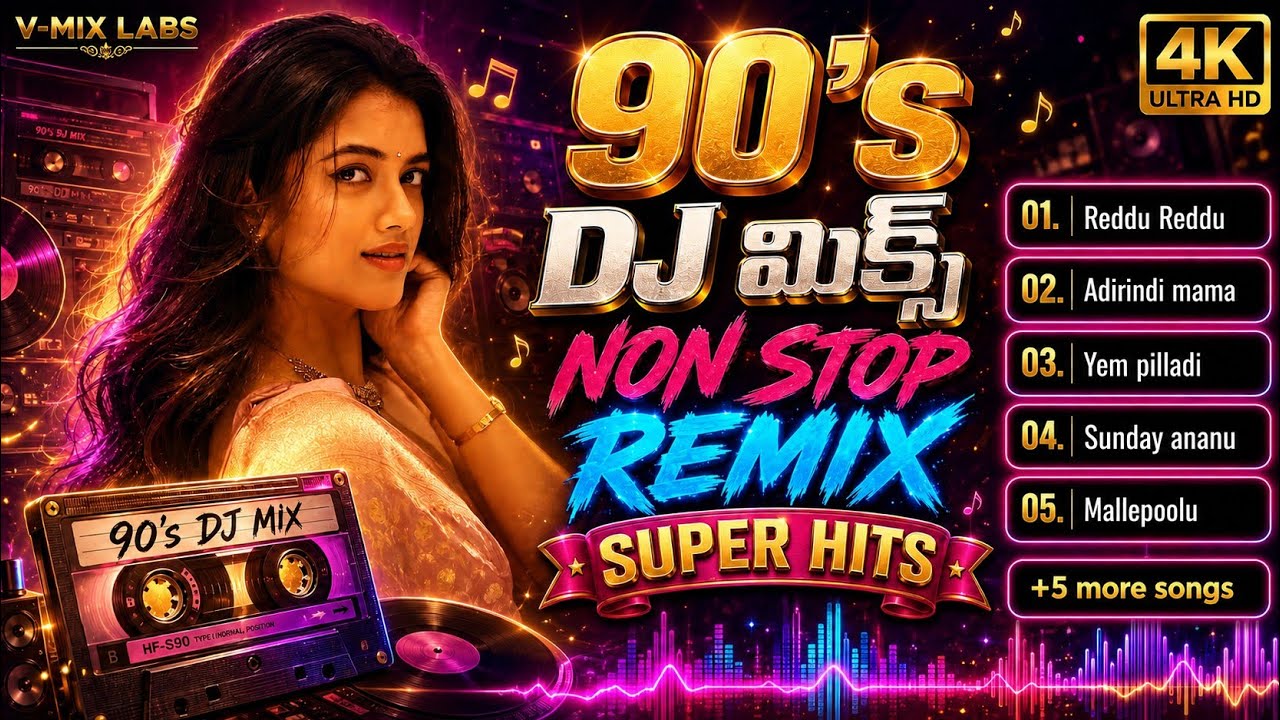 90's Telugu DJ Remix 🔥 | Non Stop Super Hit Songs | Evergreen 90's Remix | 4K