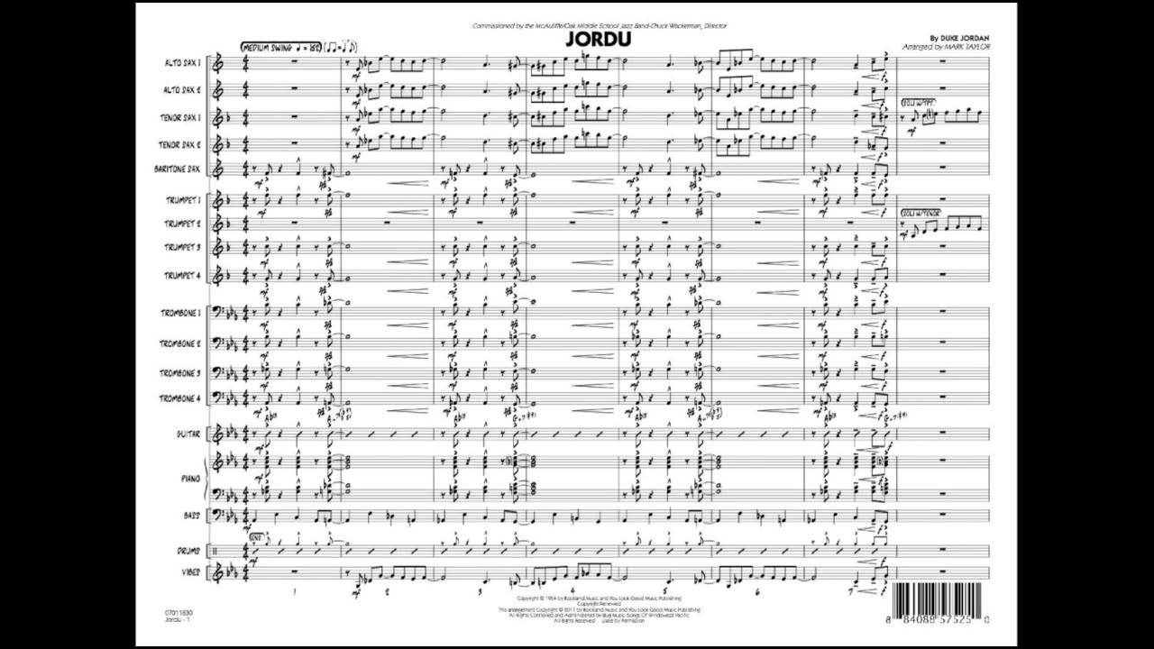 Jordu by Duke Jordan/arranged by Mark Taylor