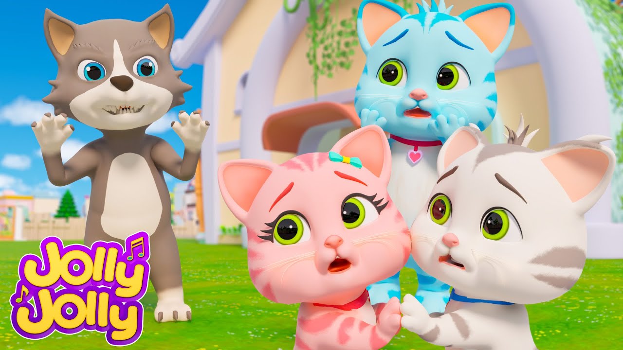 Три маленьких котенка и непослушный волк | Jolly Jolly - Учись и играй - Детские стишки