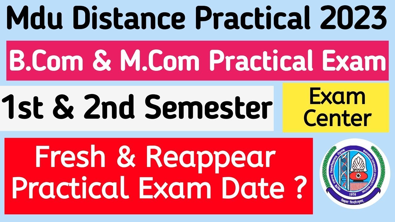 Mdu Bcom distance practical exam datesheet 2023 | Mdu Mcom distance  practical exam datesheet 2023