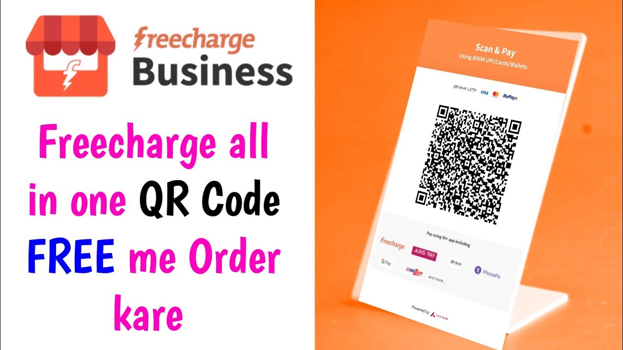 Freecharge Merchant all in One QR Code Order for free 😁😁!! freecharge QR code order kaise kare !!