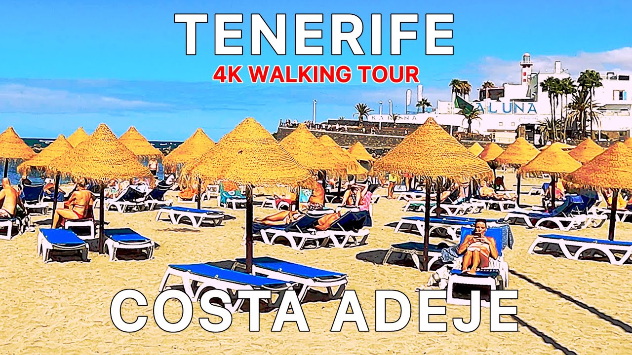 Tenerife 🌴 Costa Adeje Walk 🏖️ Playa La Pinta & Puerto Colón Promenade 4K