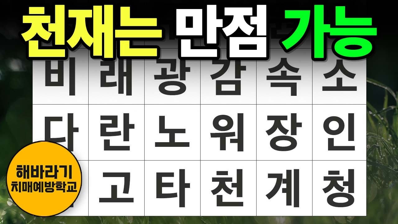 【치매 예방】천재는 만점도 가능!┃숨은단어찾기,치매예방,치매테스트,단어퀴즈,낱말퀴즈