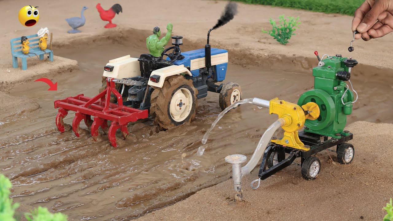 Diy mini tractor and water pump soil ploughing science project @Weldux