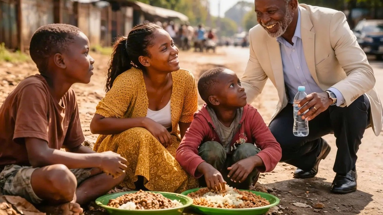 Bilionea alimkuta binti yake akila na watoto maskini wa mitaani kando ya barabara, na akajiunga nao