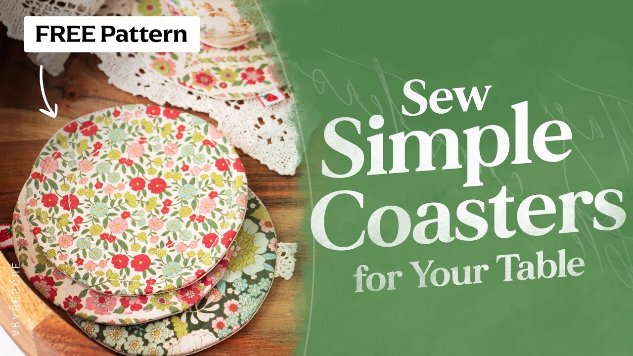 Sew a Round Fabric Coaster | Easy Beginner Sewing Project + FREE Pattern