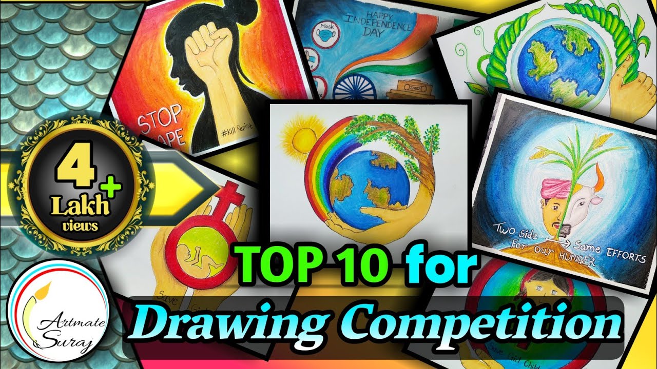Top 10 Drawings for competition|Social awareness drawing for competition|Drawing ideas|