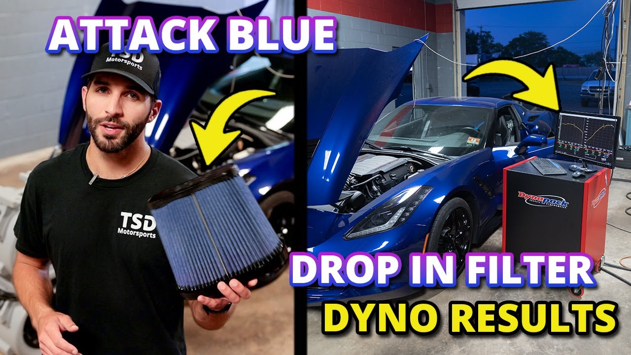 DYNO RESULTS - C7 Corvette Attack Blue Nano Testing LT1 Engine - How To Install 2014-2019 C7 Filter