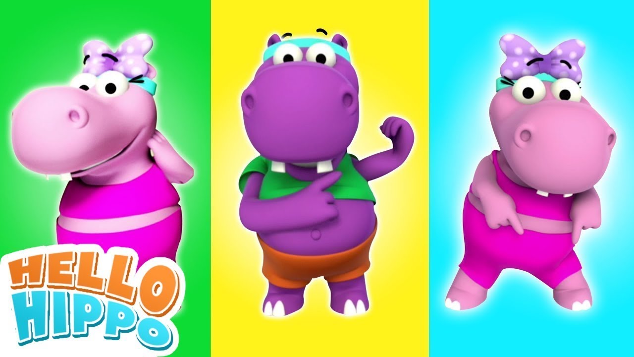 🎉 Head, Shoulders, Knees and Toes 🎶 with Cute Hippo 🦛 | Fun Learning for Toddlers