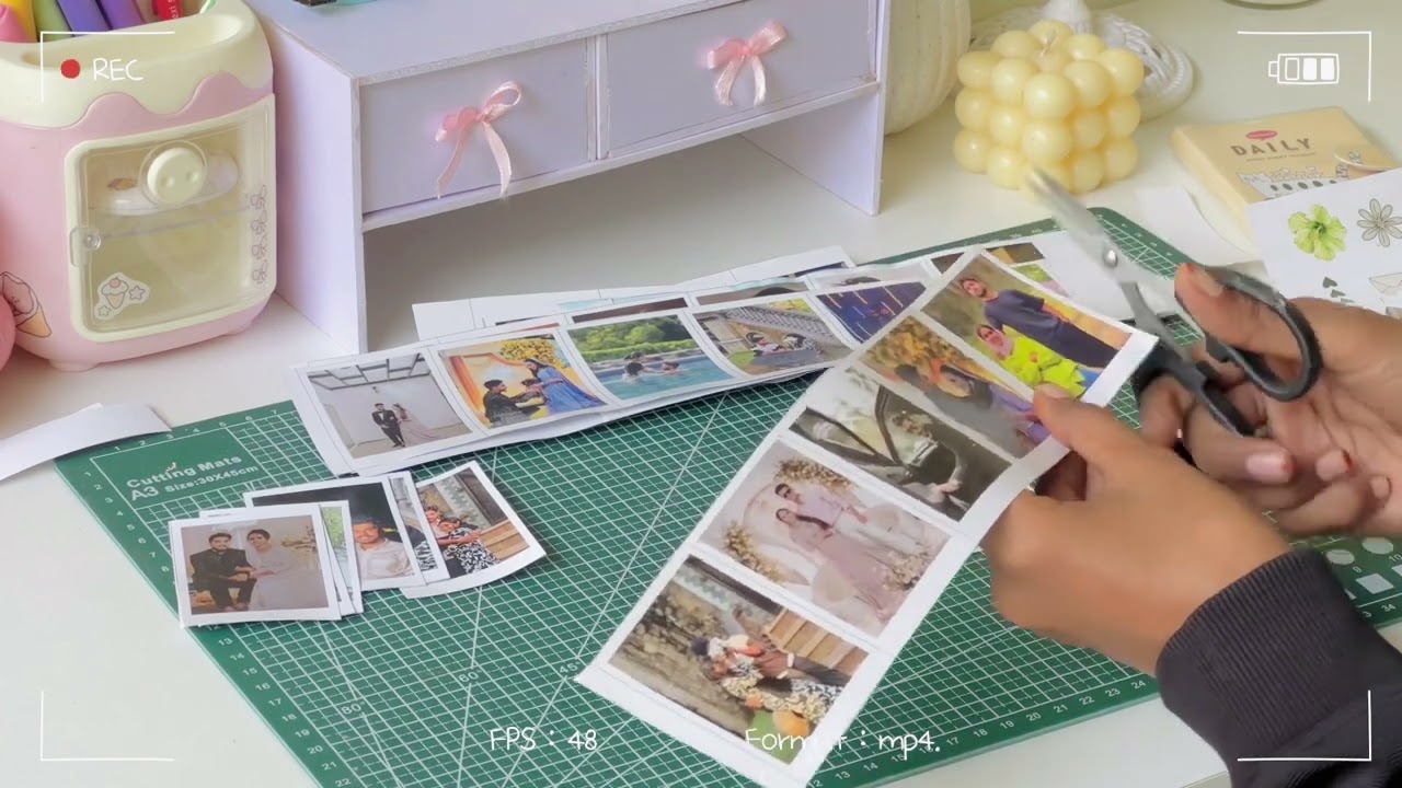 Mini day 🪞💌 | Polaroid cutting | journaling ☁️🧋