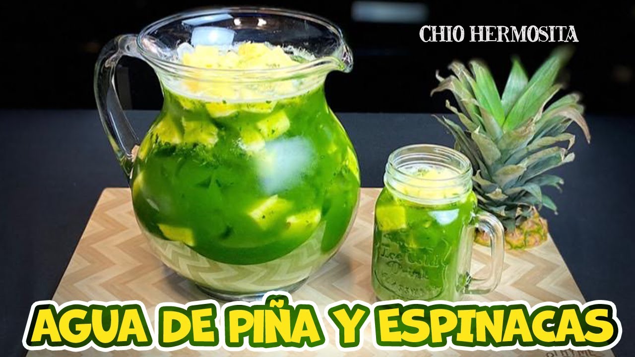 Agua fresca de piña 🍍 con espinacas | receta saludable