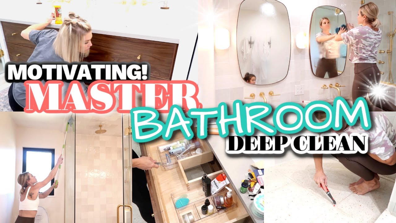SUPER MOTIVATING! | MASTER BATHROOM DEEP CLEAN | DECLUTTER | ORGANIZE | GET UP AND CLEAN WITH ME!