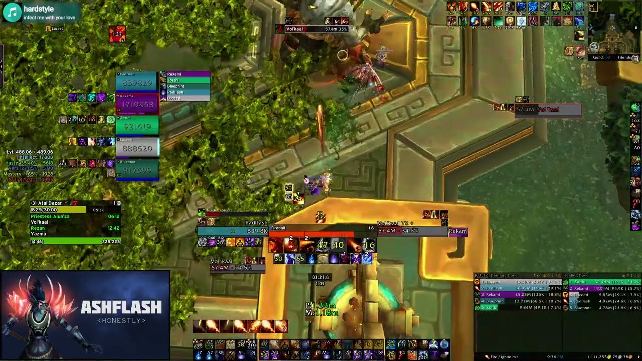 Fastest timed M+ 31 Atal'Dazar | Tyranical/entangling/bursting | Fire Mage PoV