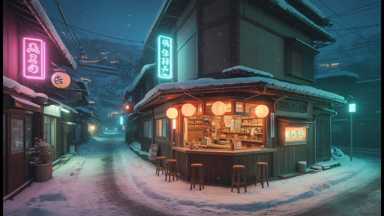 🎶Relaxing Study Lofi | Snowy Tokyo Alleyway For Studying, Sleeping, And Relaxing📚
