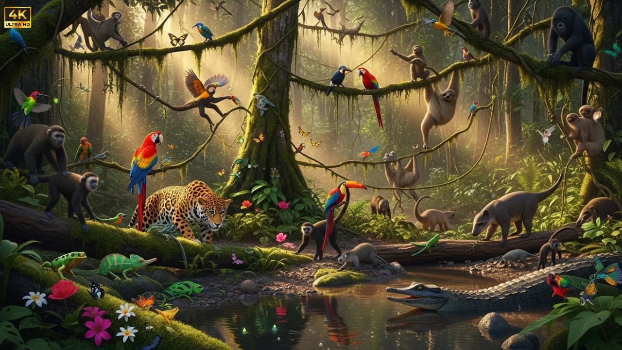 Amazon Rainforest Wildlife  | Cinematic Jungle Documentary with Natural Sounds