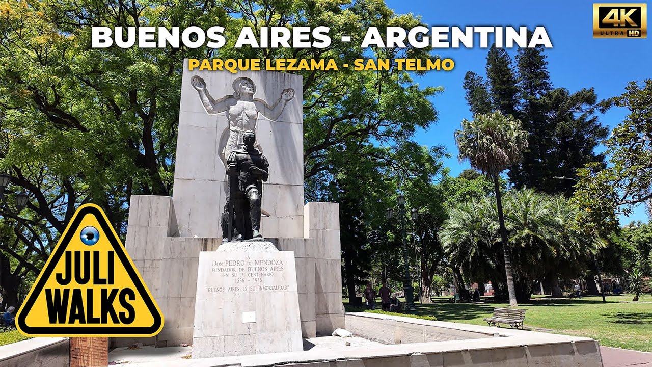 Parque Lezama Walk – San Telmo, Buenos Aires 🇦🇷 | Spring Day Walking Tour 4K - by Julián Pascucci