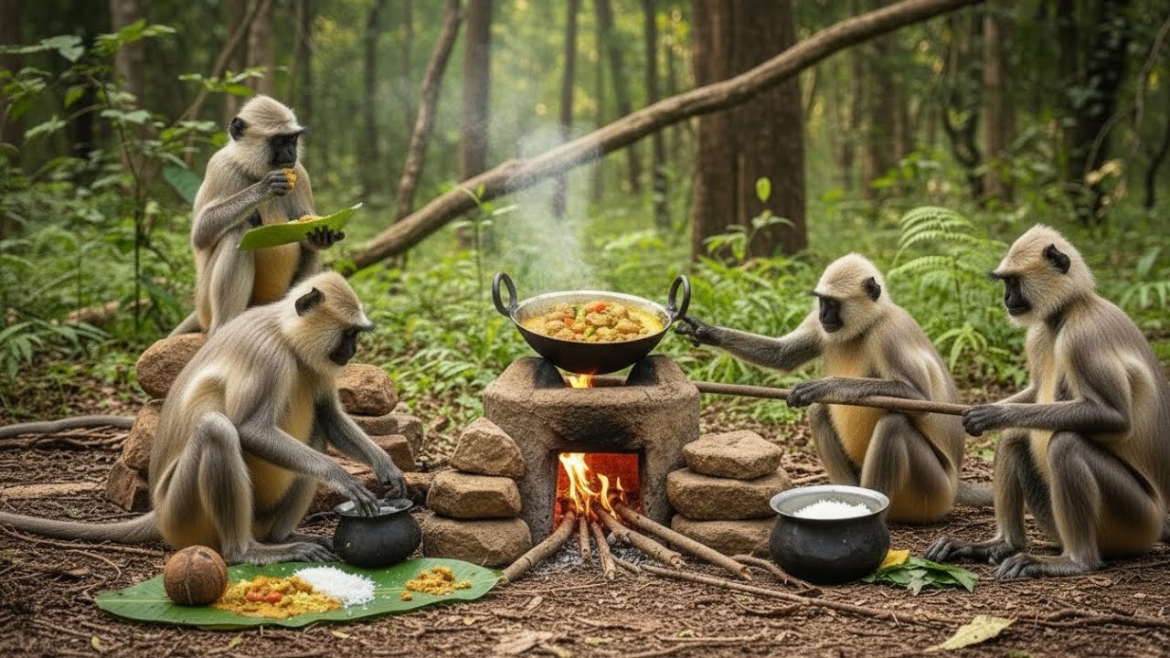 Real Indian Monkeys Full Adventure | Jungle Cooking, Shopping & Funny Moments | Must atch Full Video