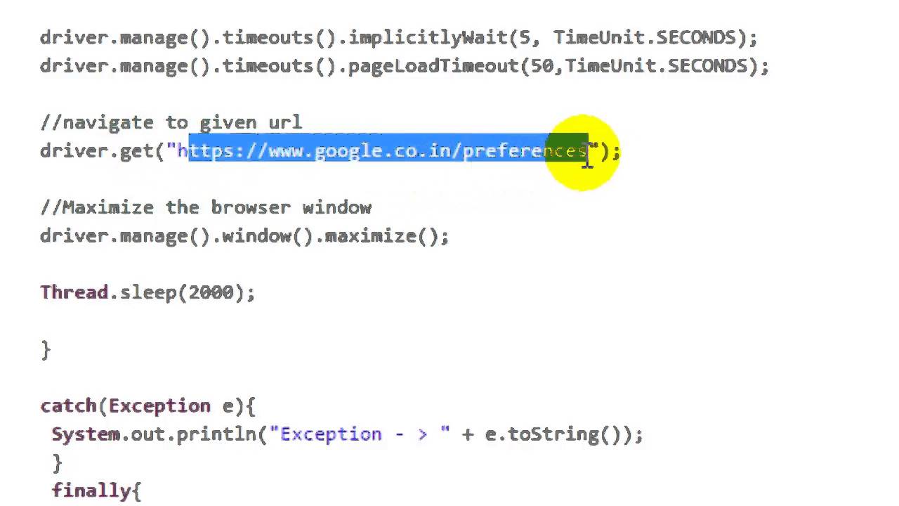 Open url or website in Selenium Webdriver