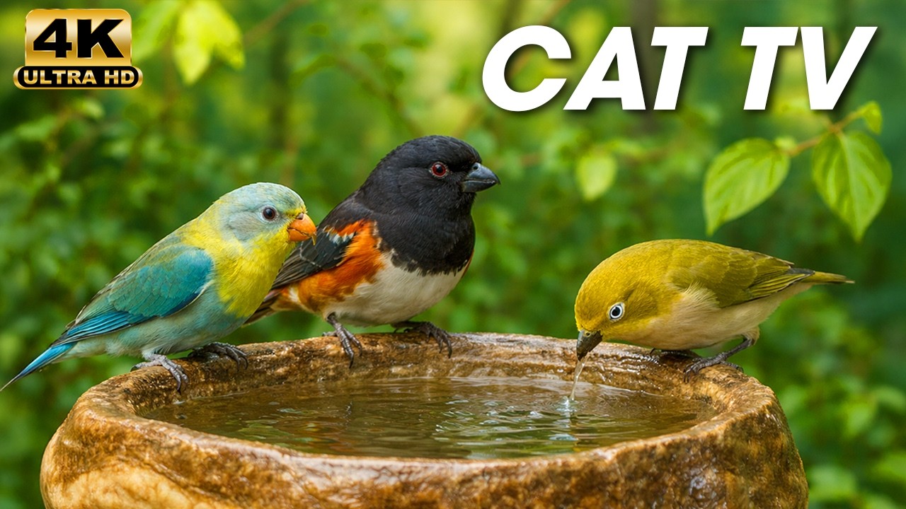 A Soothing Cat TV Experience 😺 with Beautiful Birds and Squirrels 🐿️ at Home