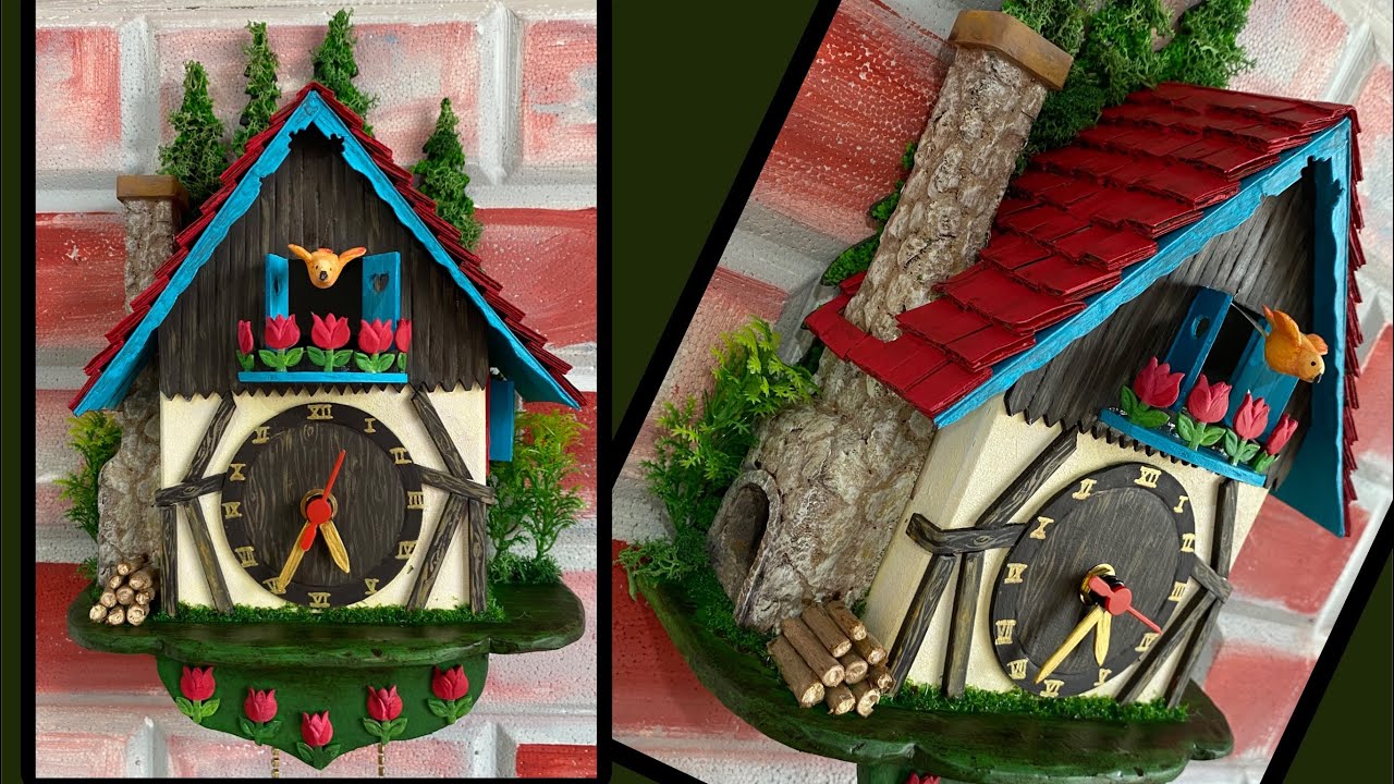 How to Make Model Miniature House Using Cardboard | Cuckoo Clock Wall Hanging Decor |  DIY |  Craft