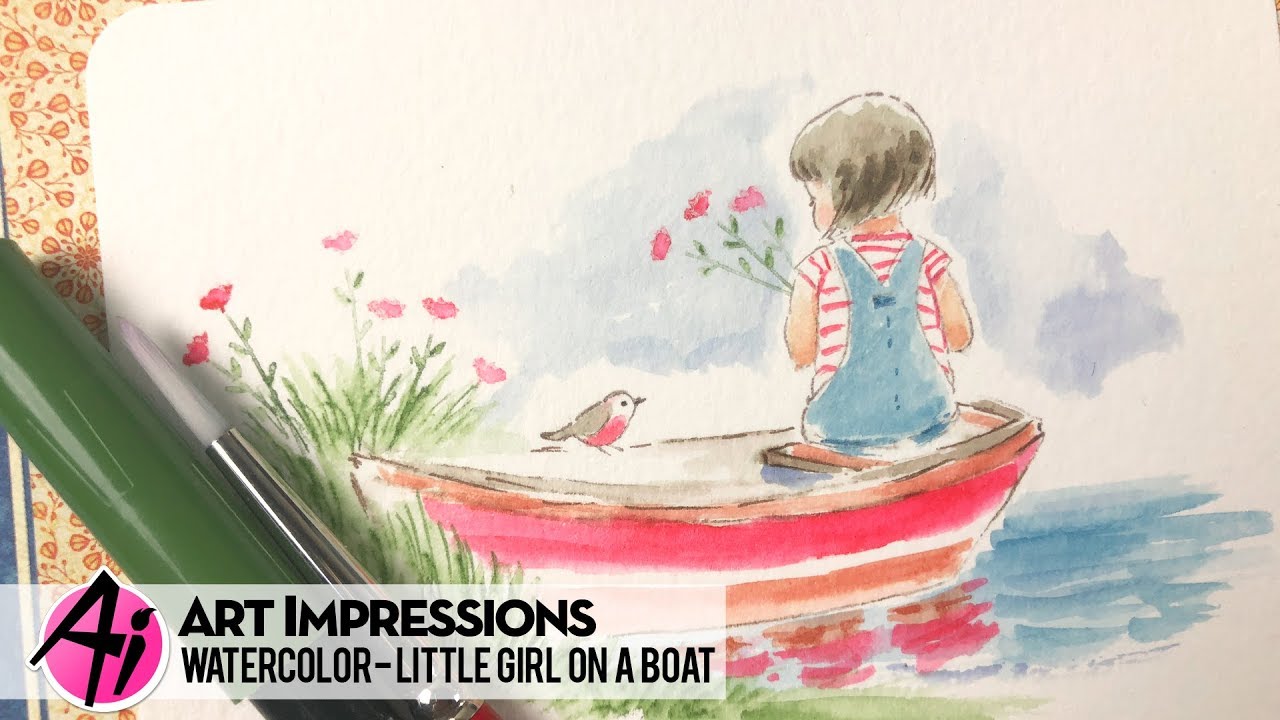 Ai Watercolor - Little Girl on a Boat