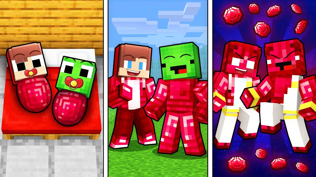 Mikey and JJ from BIRTH to RUBY IMMORTAL in Minecraft (Maizen)