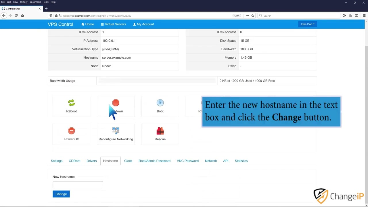 How to Change Hostname from SolusVM   ChangeIP