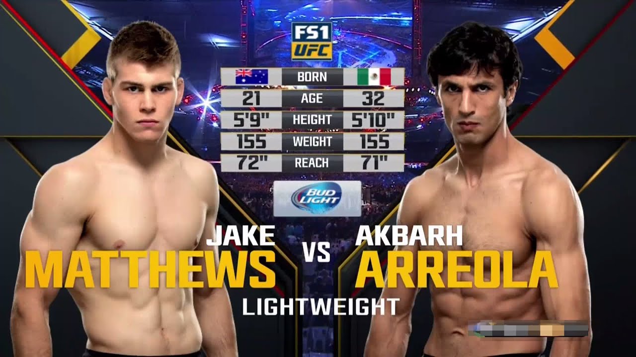 UFC 193 : Jake Matthews vs Akbarh Arreola : Full Fight HD