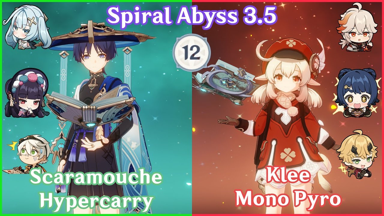 【GI】Hypercarry Scaramouche / Wanderer x Mono Pyro Klee - Spiral Abyss 3.5 Full Star Clear Gameplay