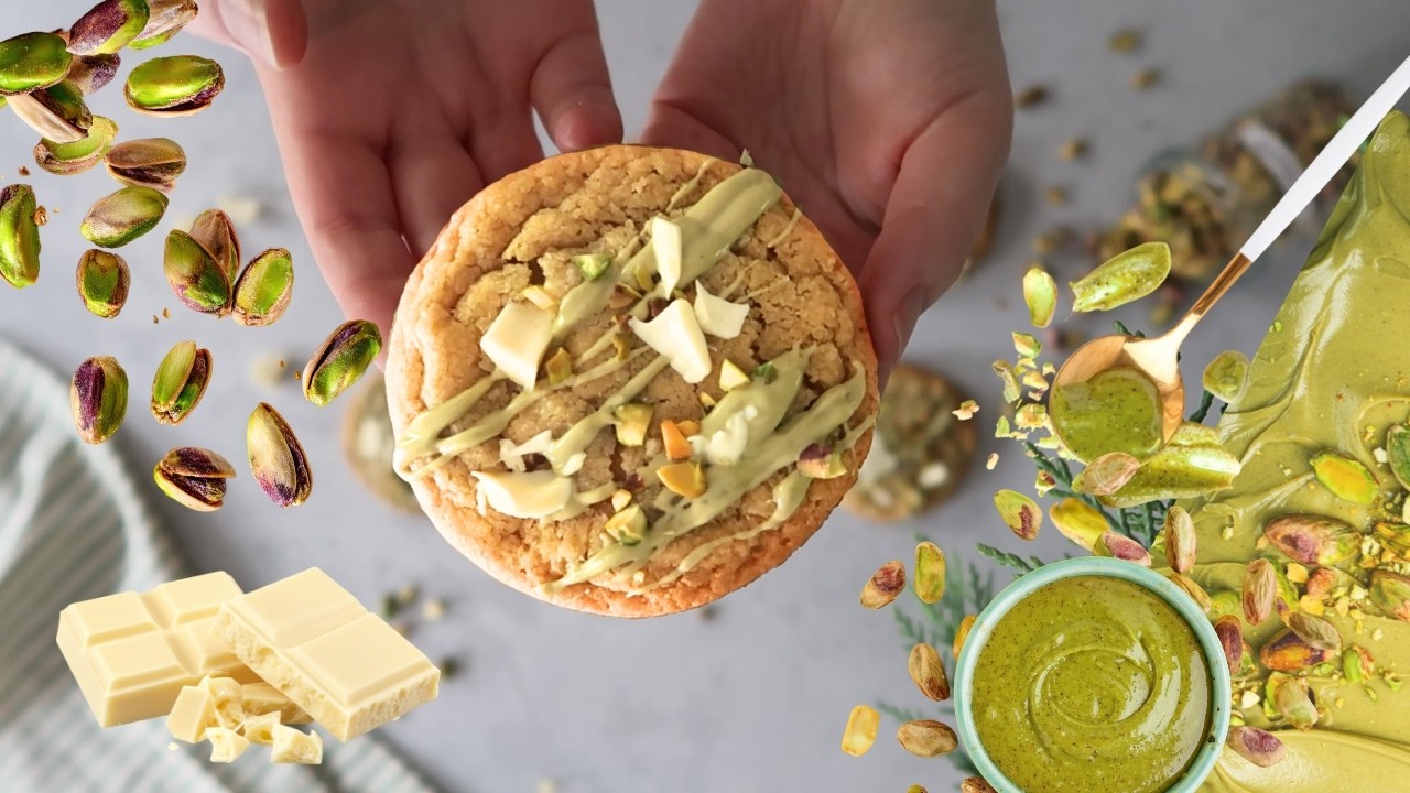 rainy day baking cookies at home (for my friends baby shower!) 💚 White Chocolate Pistachio Cookies