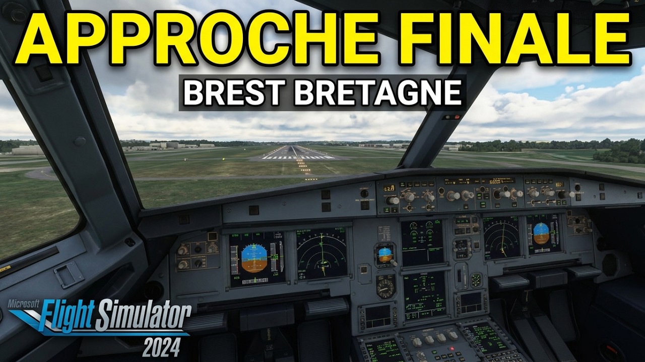 Vue Cockpit/POV - Approche Finale et Atterrissage à Brest Bretagne I Airbus A320 - MSFS 2024