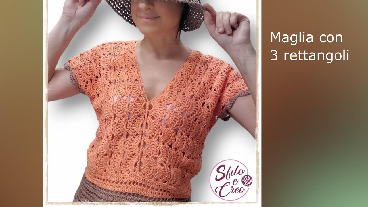 Maglia con rettangoli a uncinetto