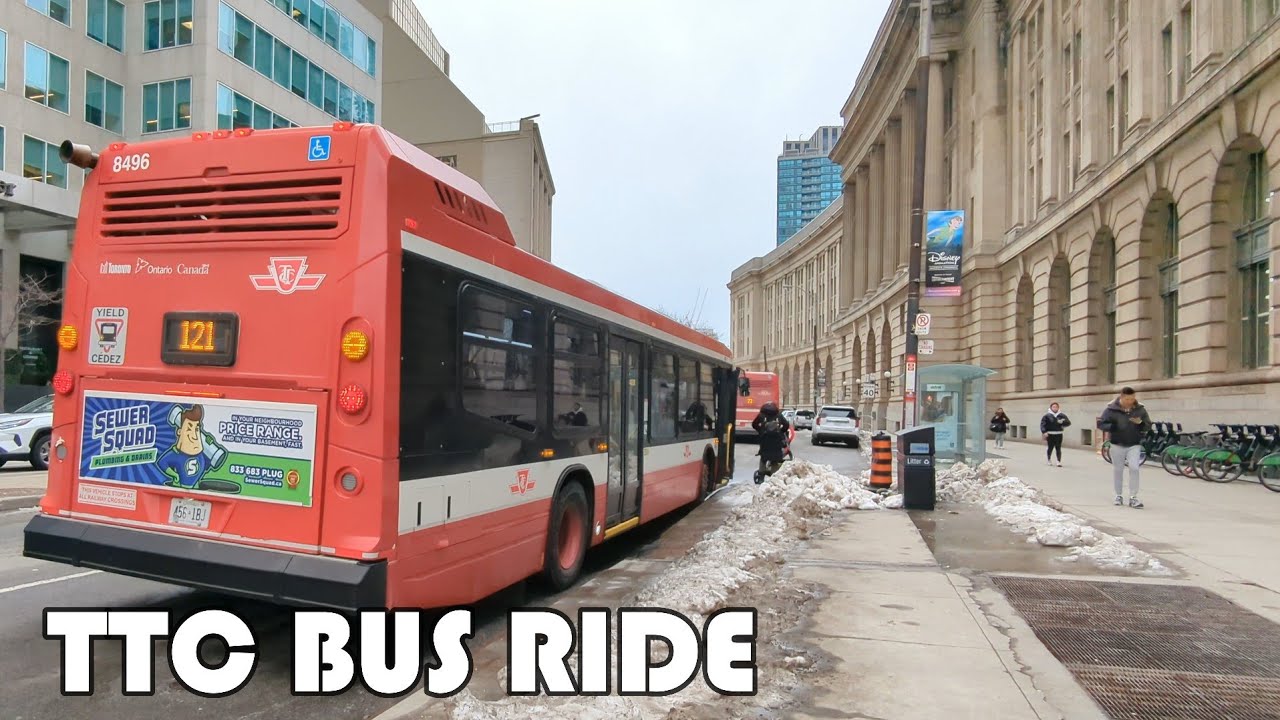 TTC 121 Bus Ride From Lower Jarvis St to Union Station