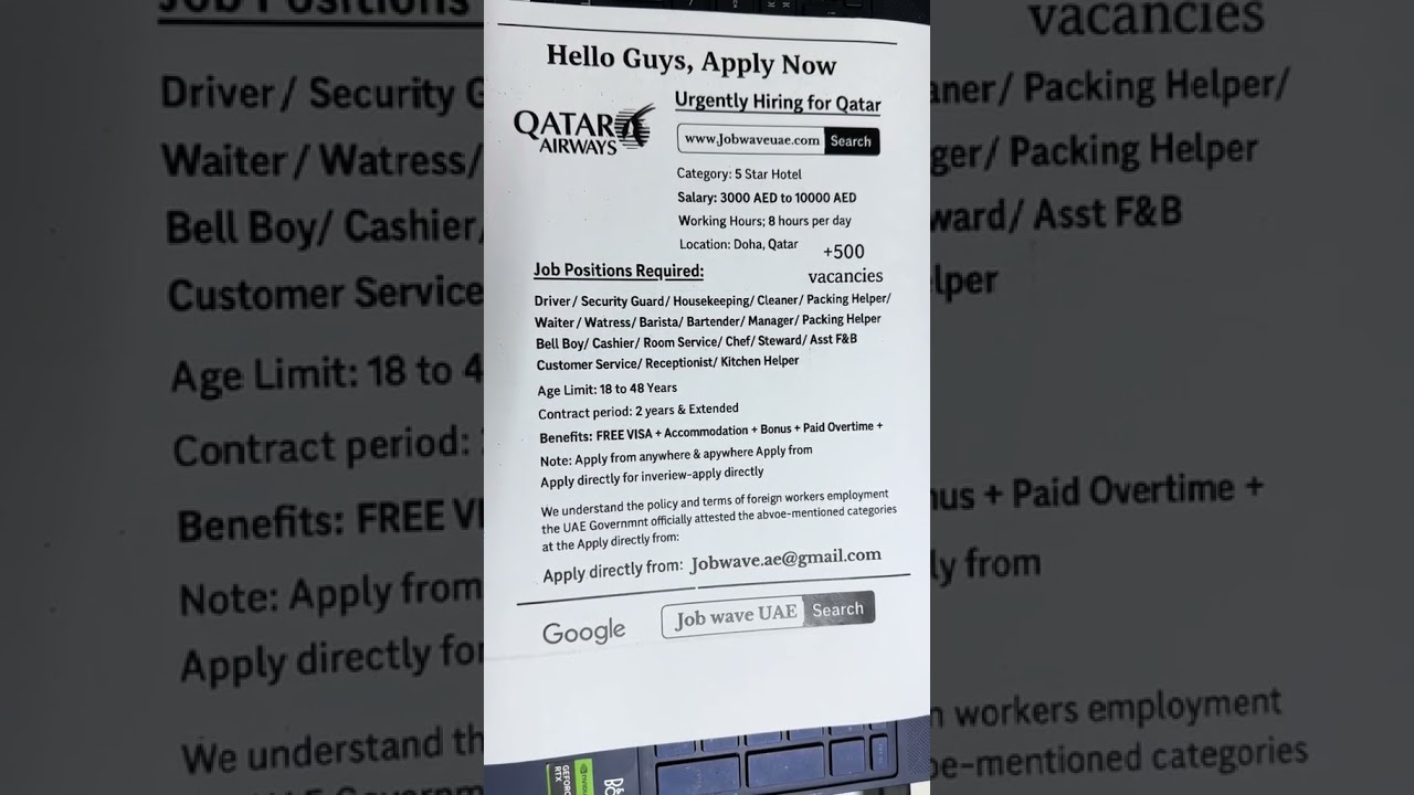 Qatar Airways Hiring 2025 | Cabin Crew, Airport, and Ground Jobs | Apply Now via Job Wave UAE