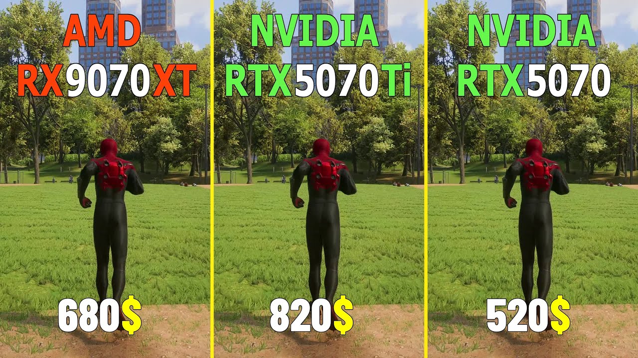 Test RX 9070 XT vs RTX 5070 Ti vs RTX 5070 Test at 1440P 4Kin 10 GAMES Native | RT | DLSS/FSR