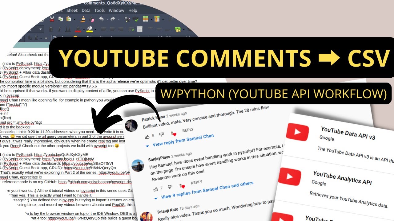 YouTube Comments to CSV (✓ Official YouTube API, ✘ scraping) w Python