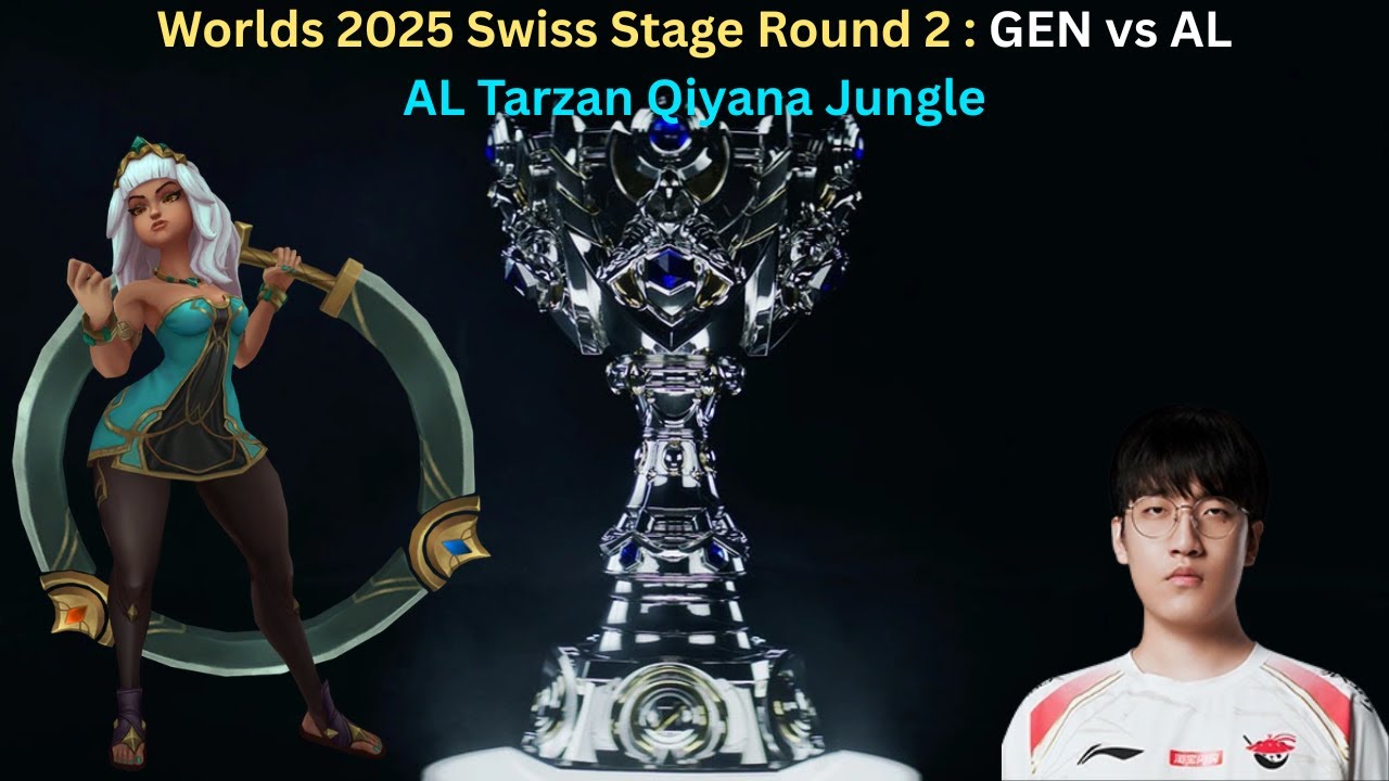 Worlds 2025 Swiss Stage Round 2: GEN vs AL (AL Tarzan Qiyana Jungle POV)
