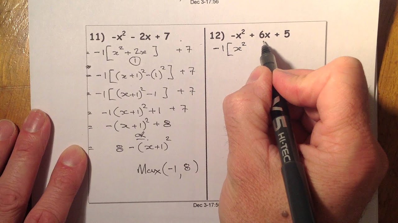 Completing the Square National 5 and Higher