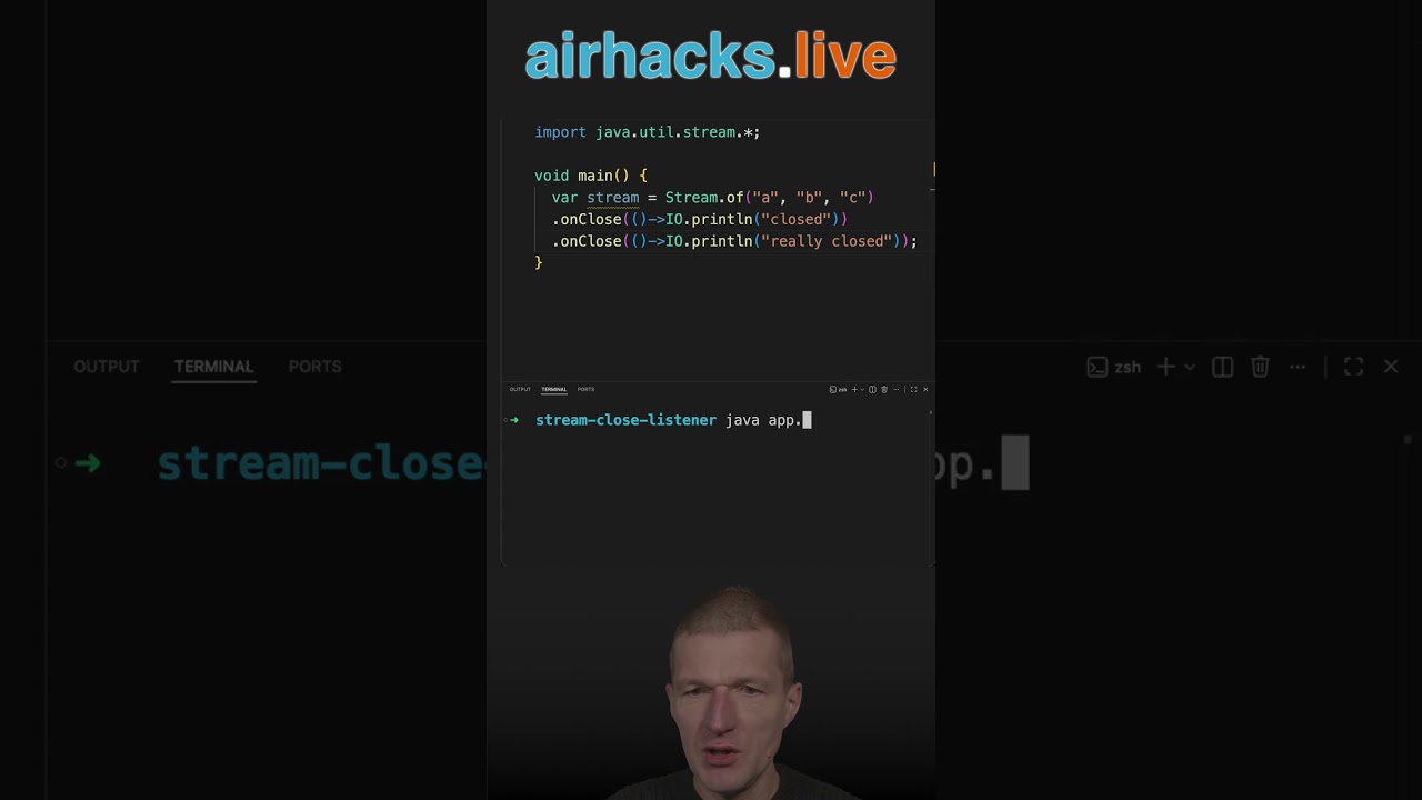 Слушатель закрытия потока #java #shorts #coding #airhacks