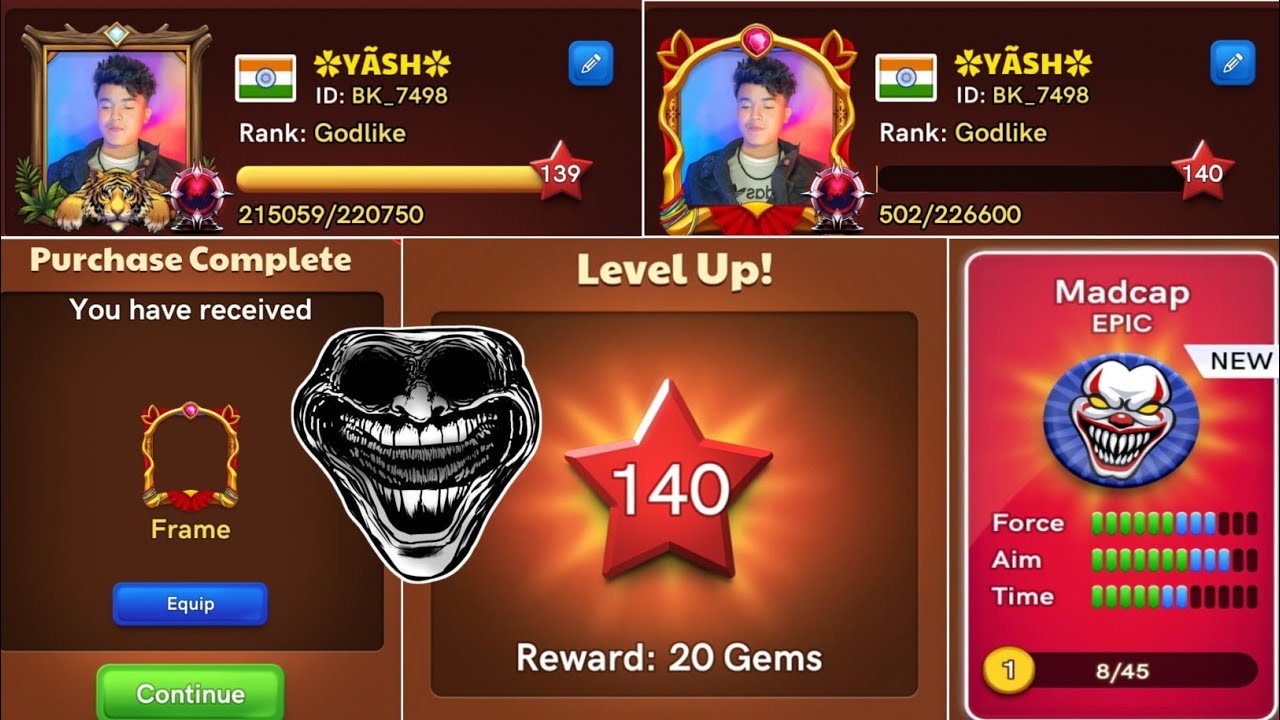 🔥 139 Level To 140 Level 🔥 New Frame ❌ Old Frame ✅ Finishing Gameplay Gaming Yash ☠️Carrom Pool 🔥