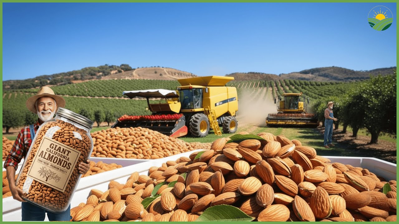 How Farmers Harvest and Process Billions of Almonds – Massive Farming Documentary