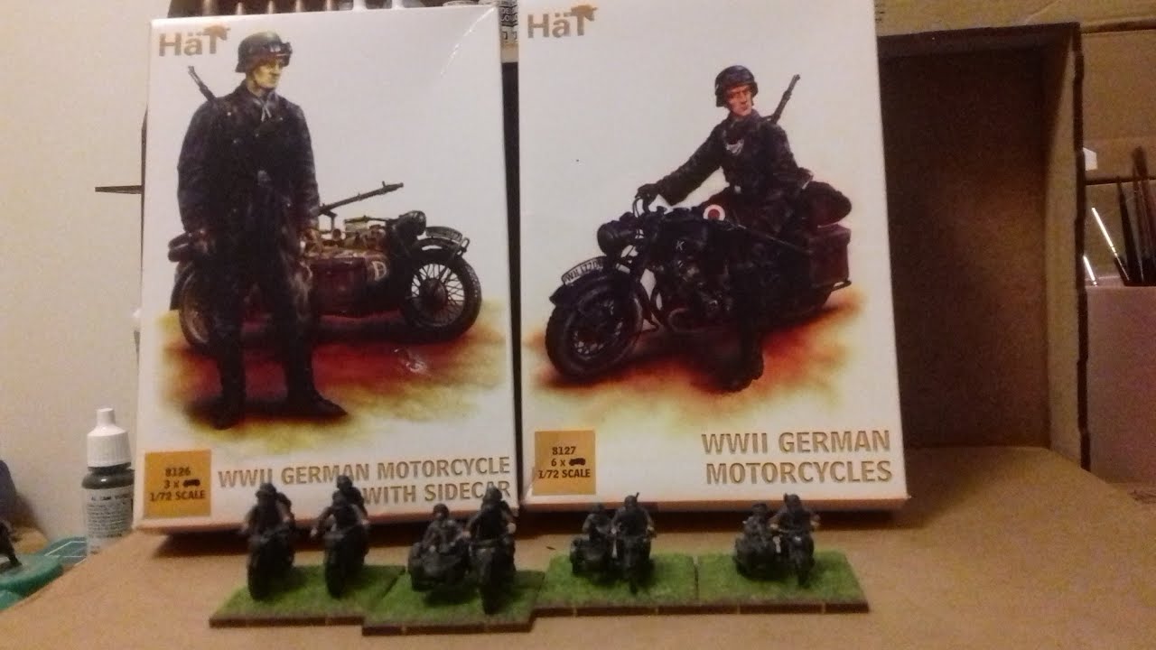 Review: 1/72 WW2 German motorbikes from HaT, Zvezda and SHQ