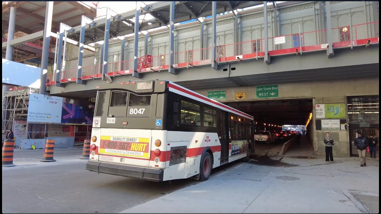 TTC 510A Spadina Replacement Bus #8047 from Queens Quay West & Spadina to Union Stn (Feb 20th, 2024)